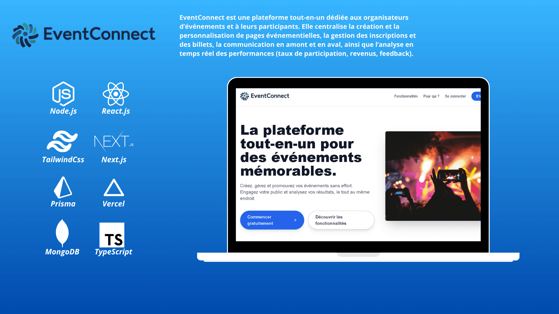 Capture d'écran du projet EventConnect